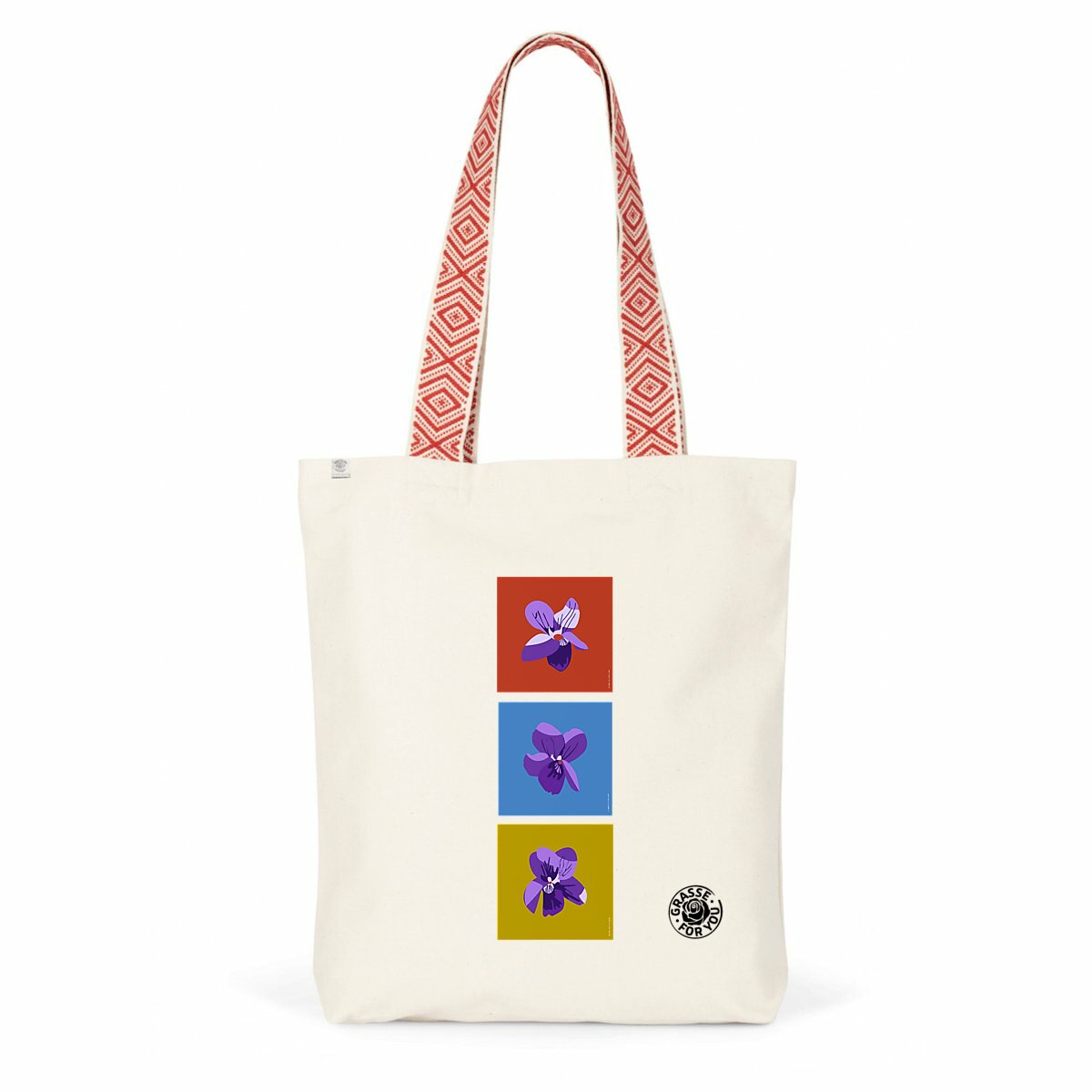 Tote bag tribal Les 3 violettes de Grasse - face_1