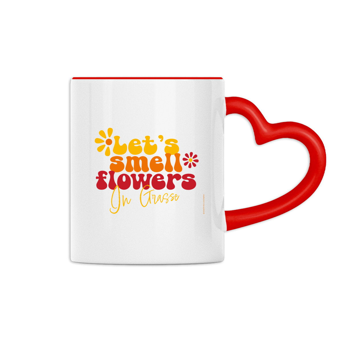 Mug à anse en forme de coeur Let's smell flowers in Grasse - face_1