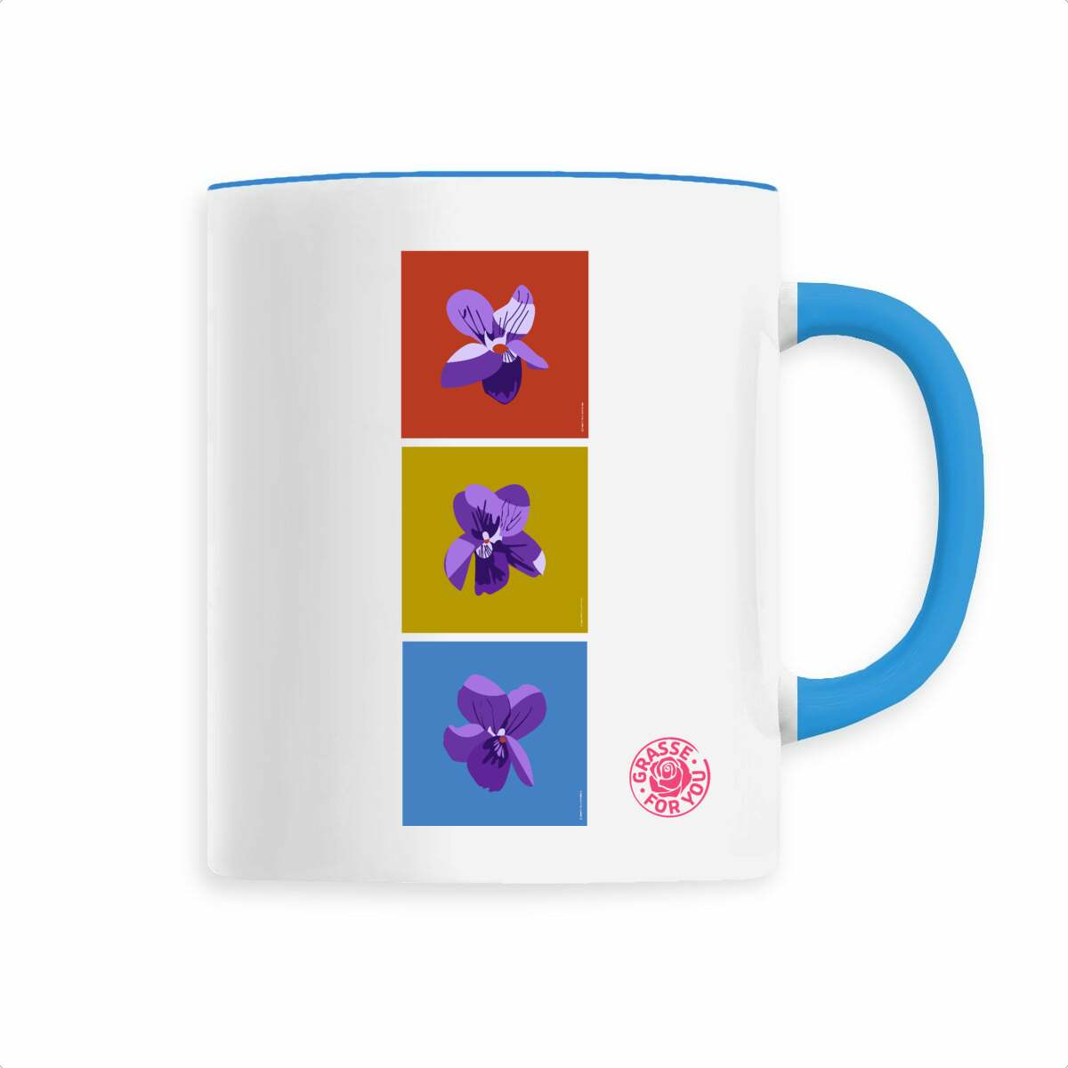 Mug bicolor Les 3 violettes de Grasse - face_1