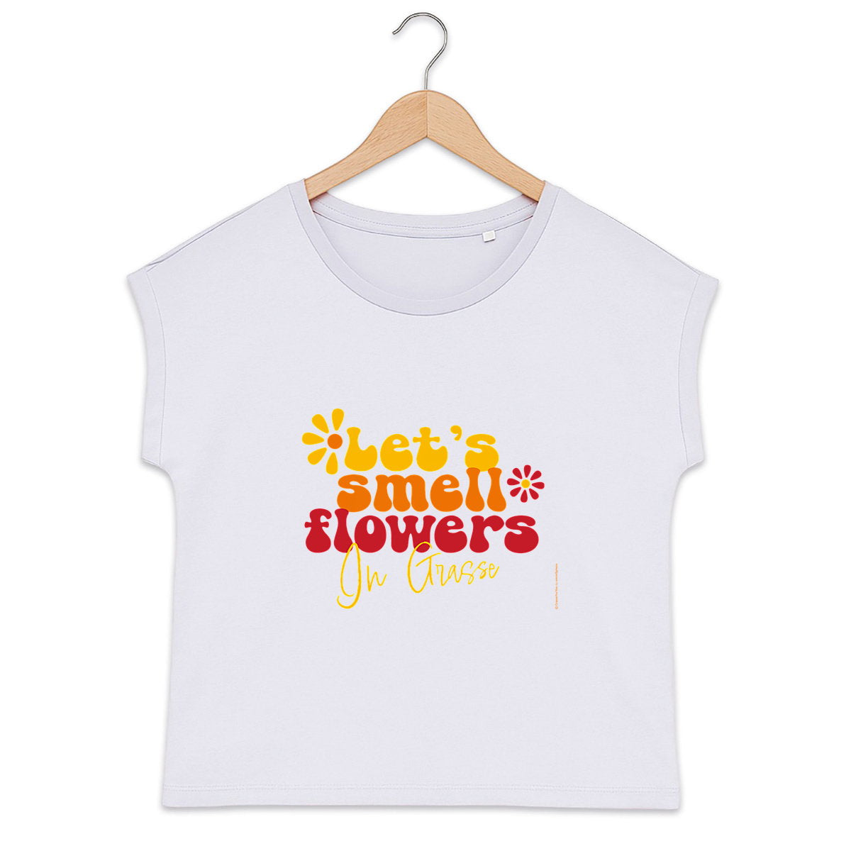 T-shirt femme manches à revers Let's smell flowers in Grasse - face_1
