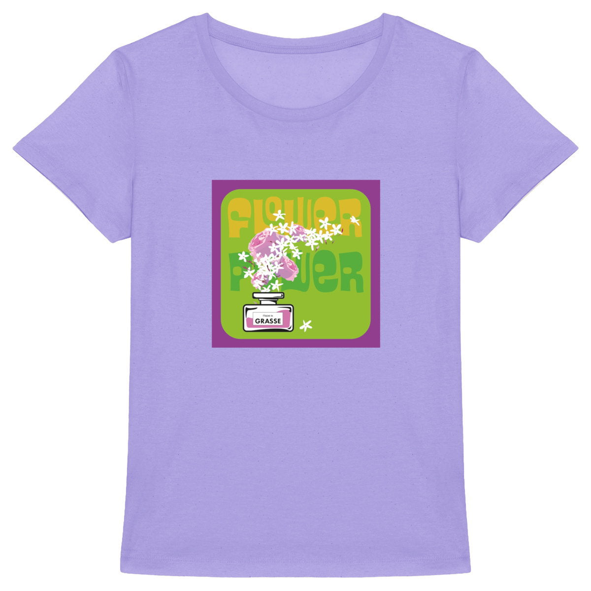T-shirt Femme Epais Flower power mauve - face_2