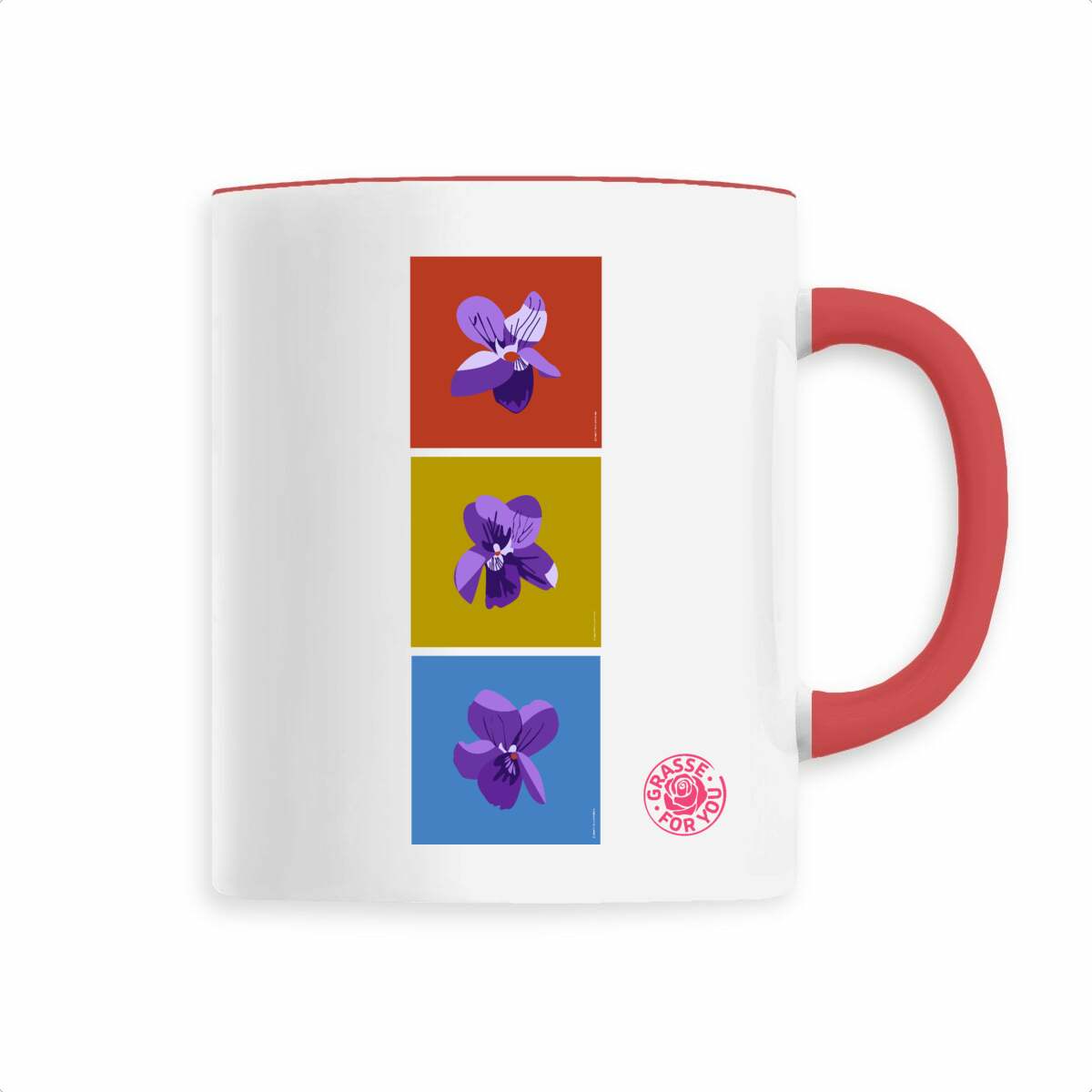 Mug bicolor Les 3 violettes de Grasse - face_2
