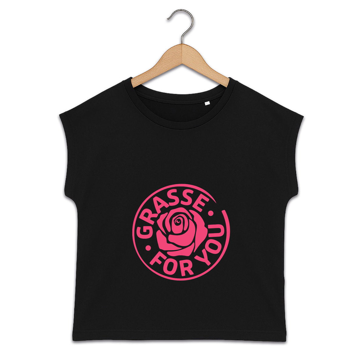 T-shirt femme manches à revers Grasse for you rose - face_2