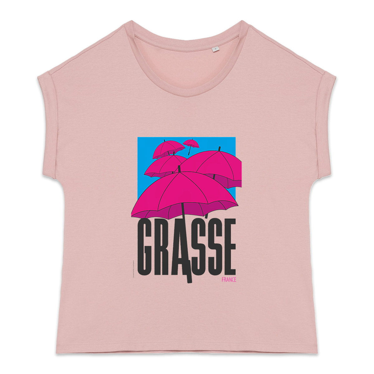 T-shirt femme manches à revers Grasse Parapluies - face_2