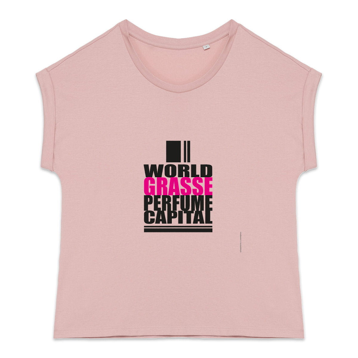 T-shirt femme manches à revers World Grasse perfume - face_2