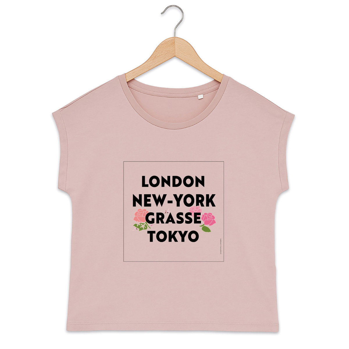 T-shirt femme manches à revers London Grasse fleuri - face_2