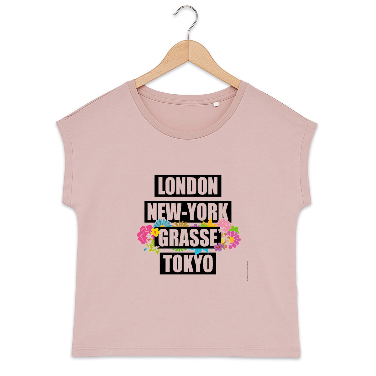 T-shirt femme manches à revers London Grasse fleuri 2 - face_2