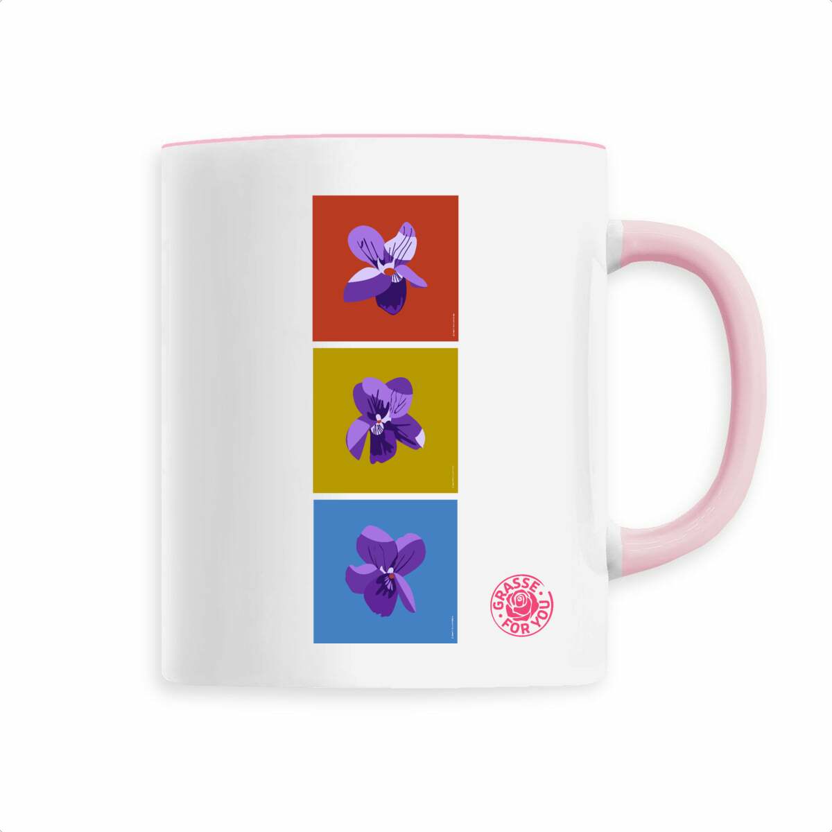 Mug bicolor Les 3 violettes de Grasse - face_3