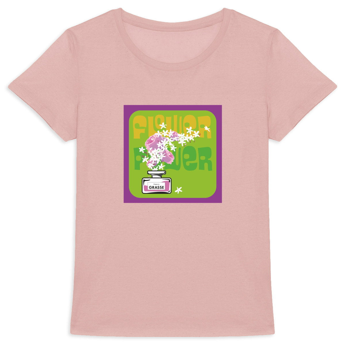 T-shirt Femme Epais Flower power mauve - face_3
