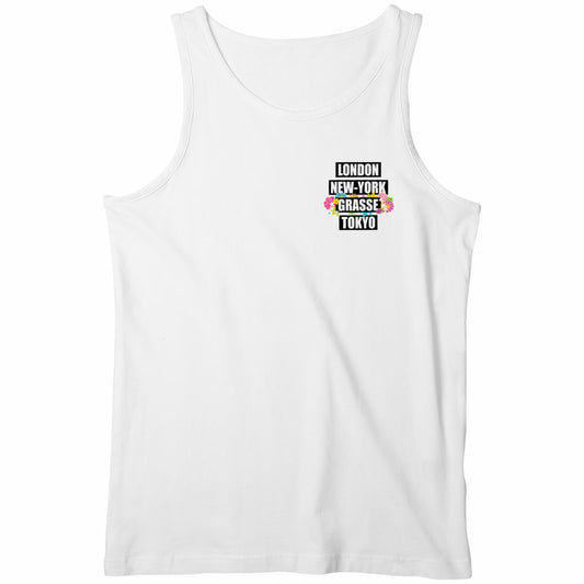 Débardeur Homme London NY Grasse fleuri 2 - face_blanc