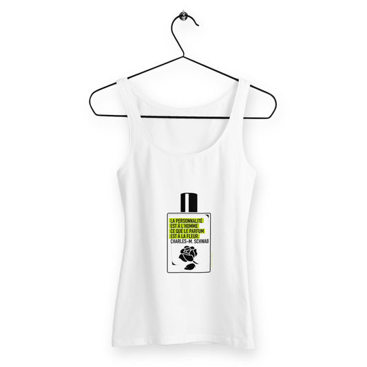 Débardeur Femme Cintré Flacon citation - face_blanc