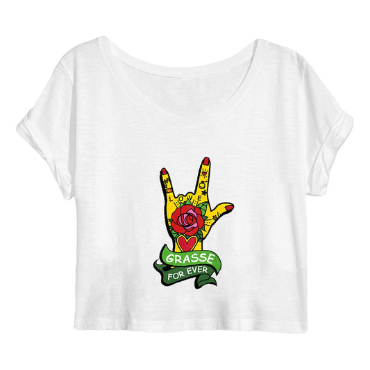 Crop Top Femme I love Grasse Rock - face_blanc