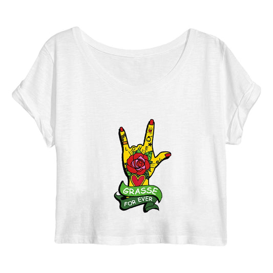 Crop top Femme main rock Grasse for ever - face_blanc