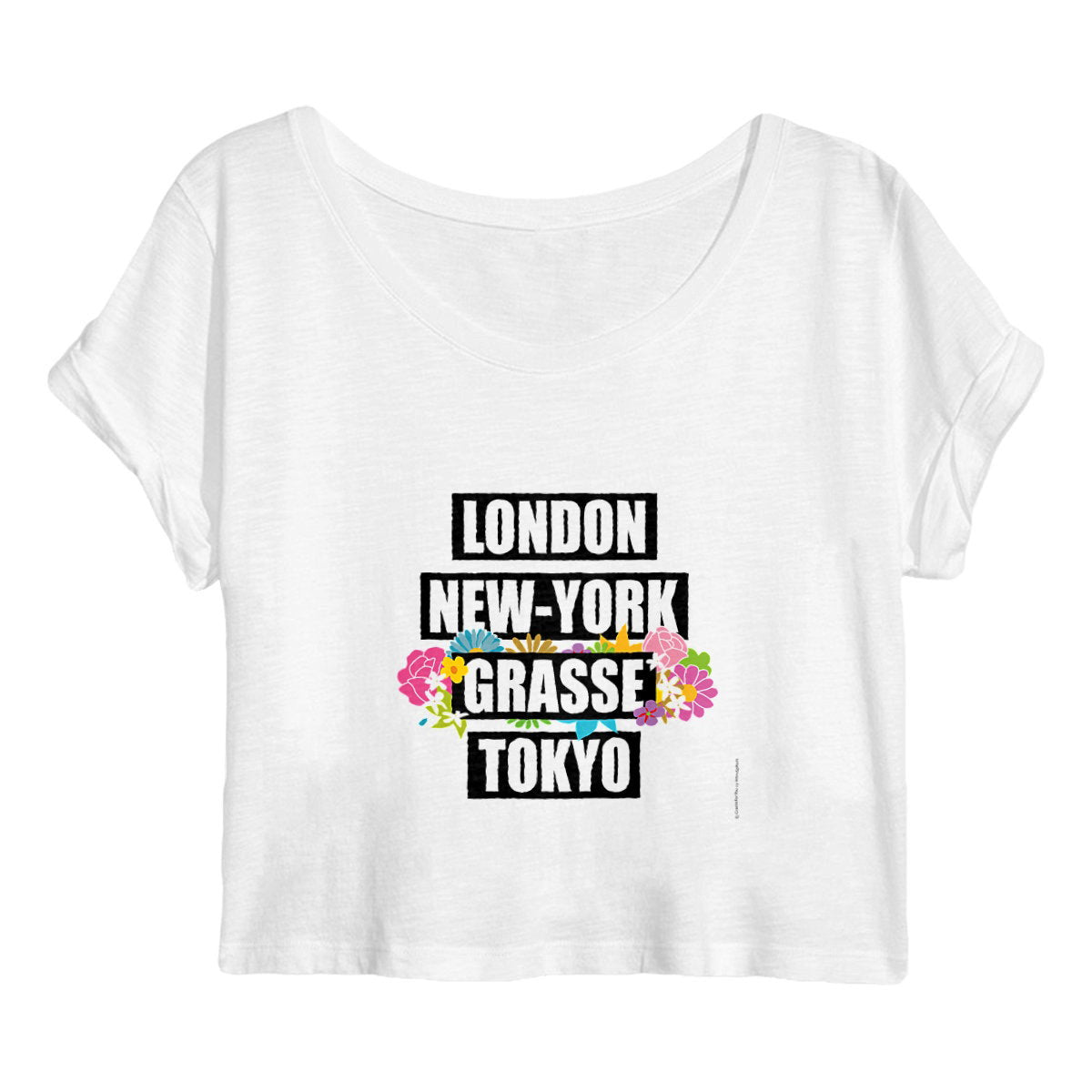Crop top Femme London Grasse fleuri - face_blanc