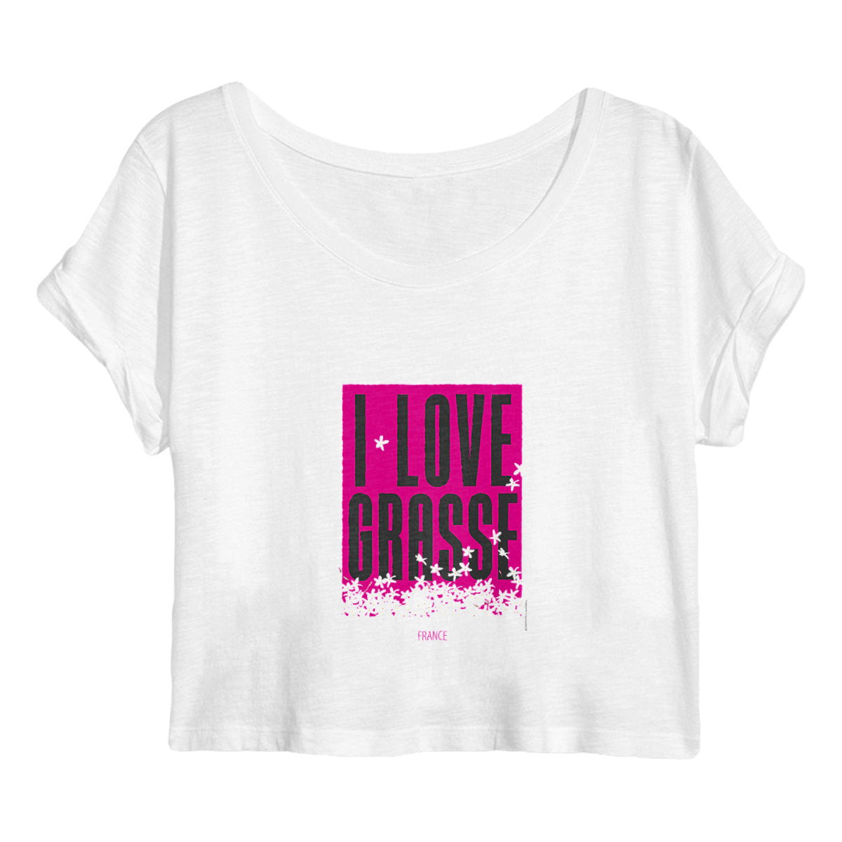 Crop top Femme I love Grasse - face_blanc
