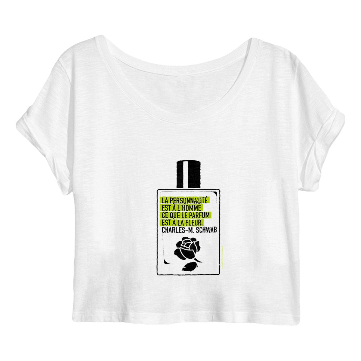 Crop top Femme Flacon citation - face_blanc