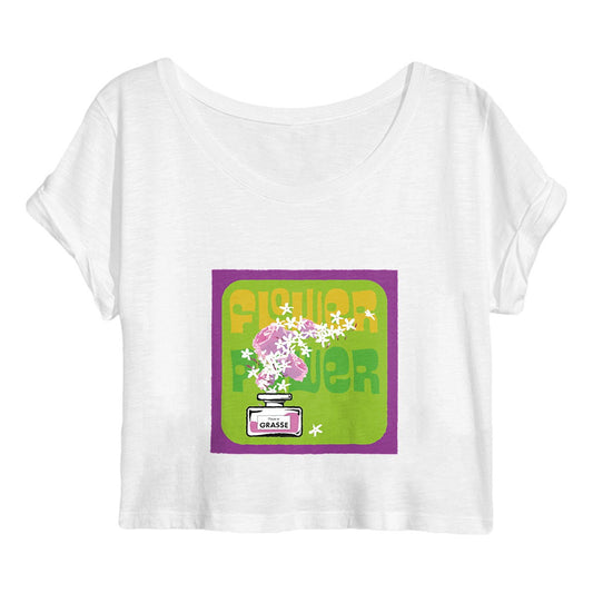 Crop top Femme Flower power purple - face_blanc