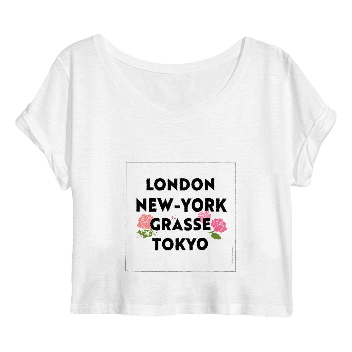 Crop top Femme London NY Grasse fleuri - face_blanc