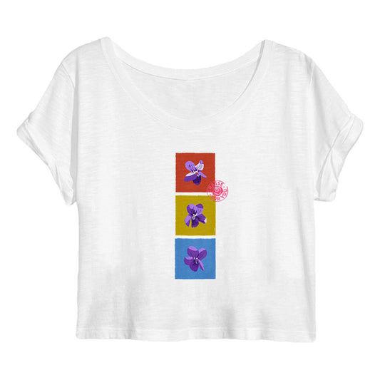 Crop top Femme les 3 violettes de Grasse - face_blanc