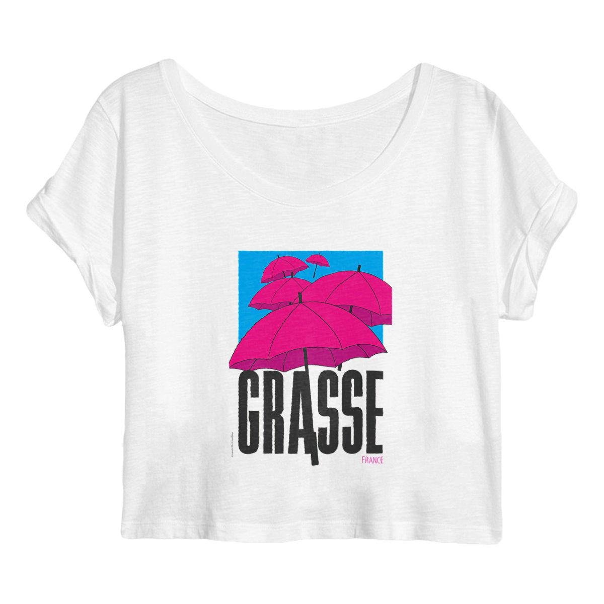 Crop top Femme Grasse Parapluies - face_blanc