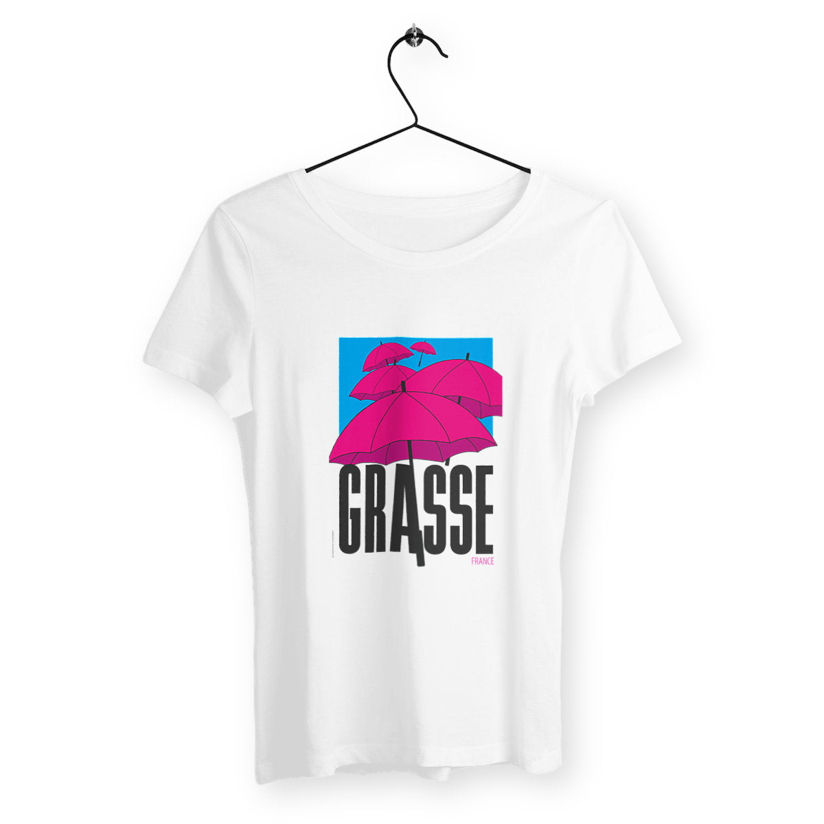 T-shirt Femme Classique Grasse Parapluies - face_blanc