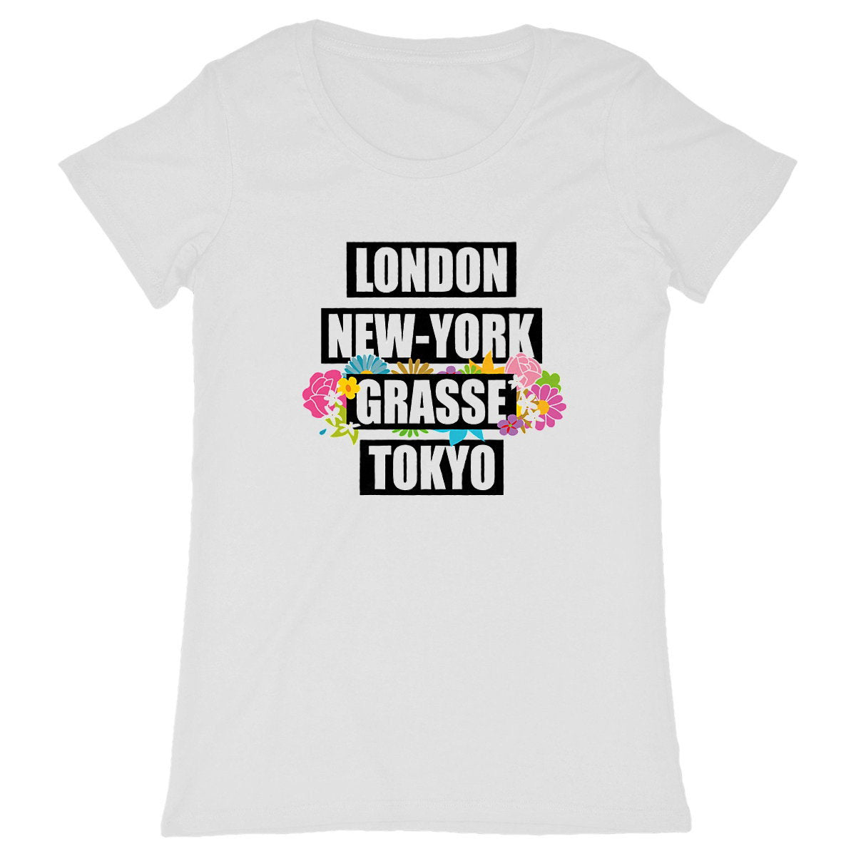 T-shirt Femme Classique London Grasse Fleuri 2 - face_blanc