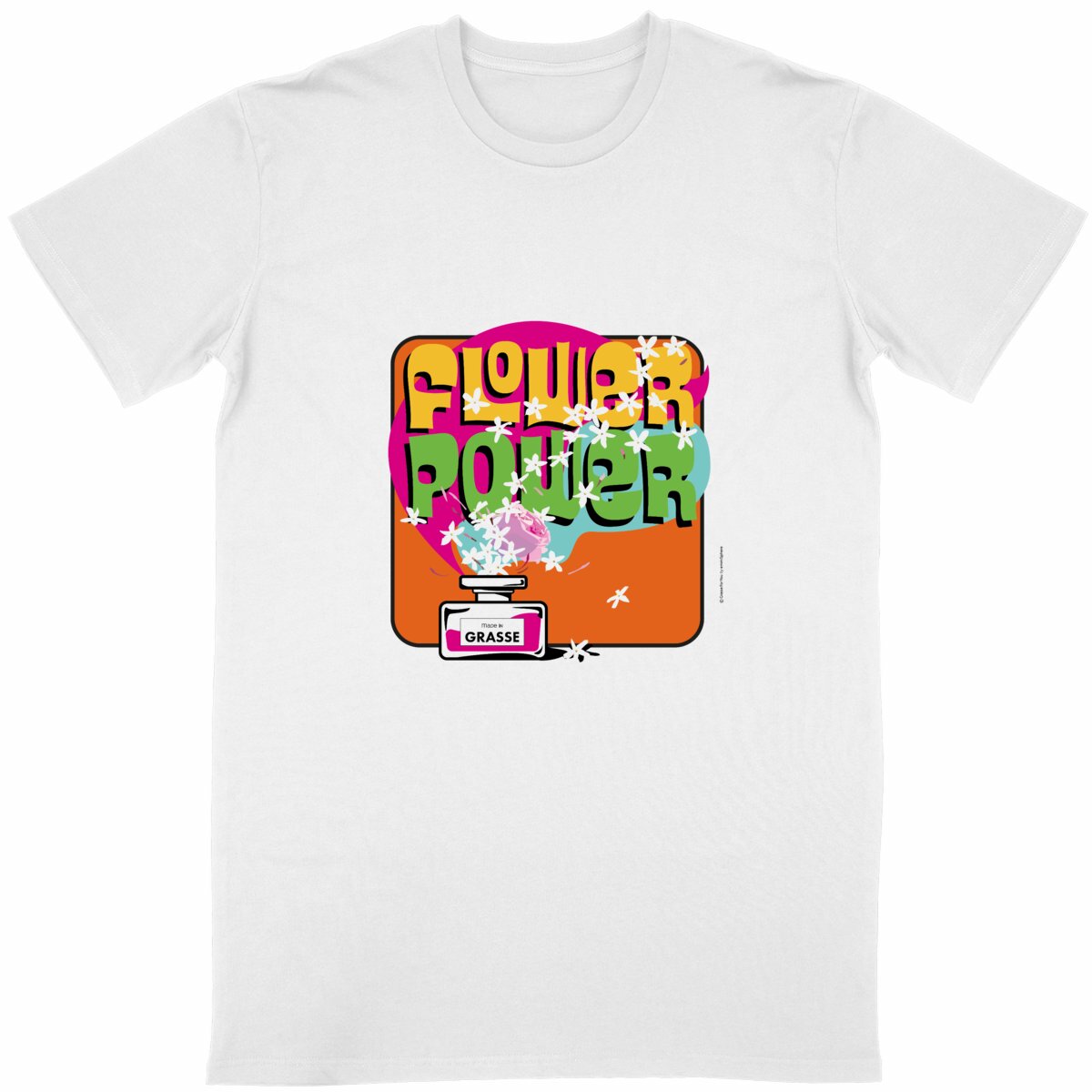 T-shirt Unisexe Classique Flower power Grasse - face_blanc