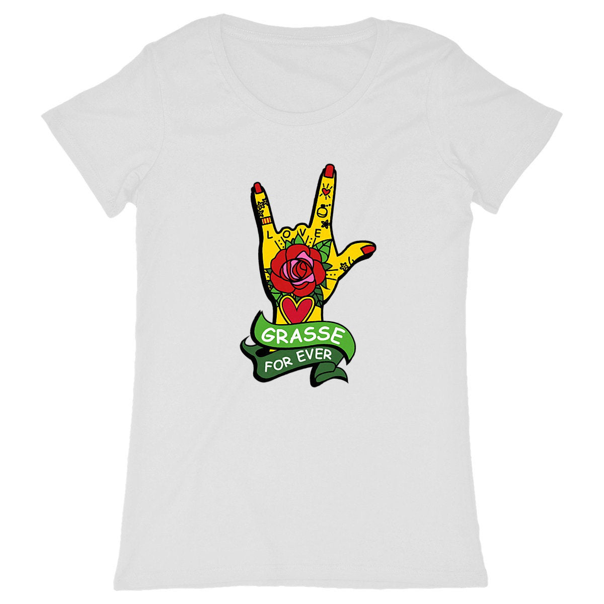 T-shirt Femme Classique Main Rock Grasse for ever - face_blanc