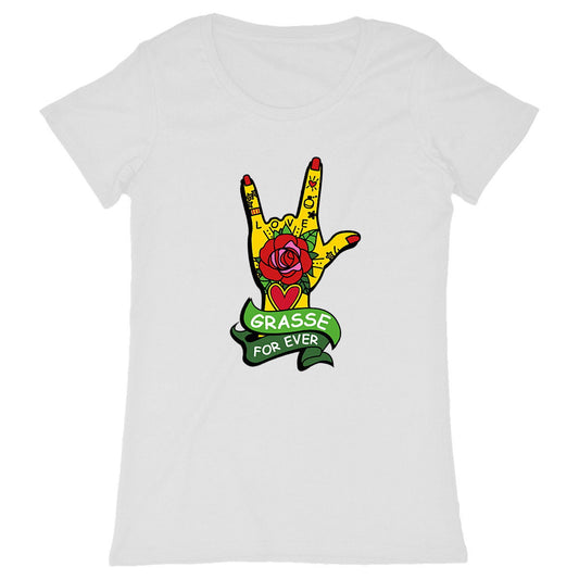 T-shirt Femme Classique Main Rock Grasse for ever - face_blanc