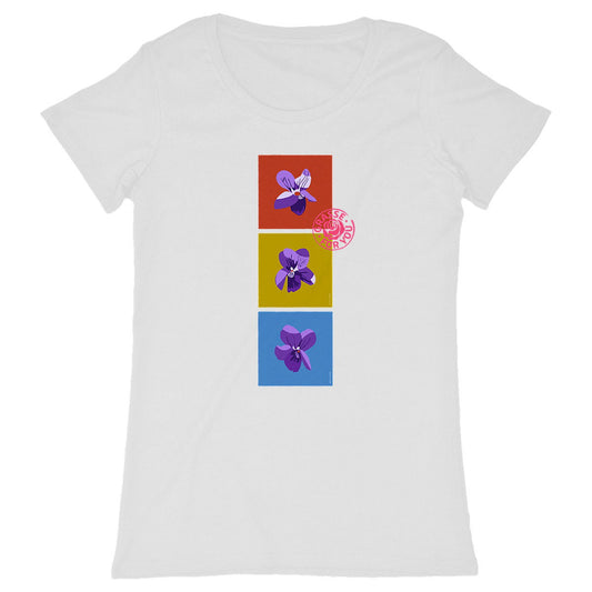 T-shirt Femme Classique les 3 violettes de Grasse - face_blanc