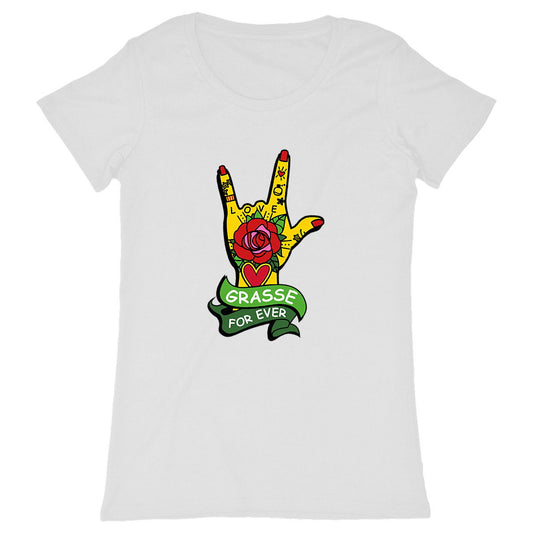 TShirt Femme Love Grasse Rock'n'roll - face_blanc
