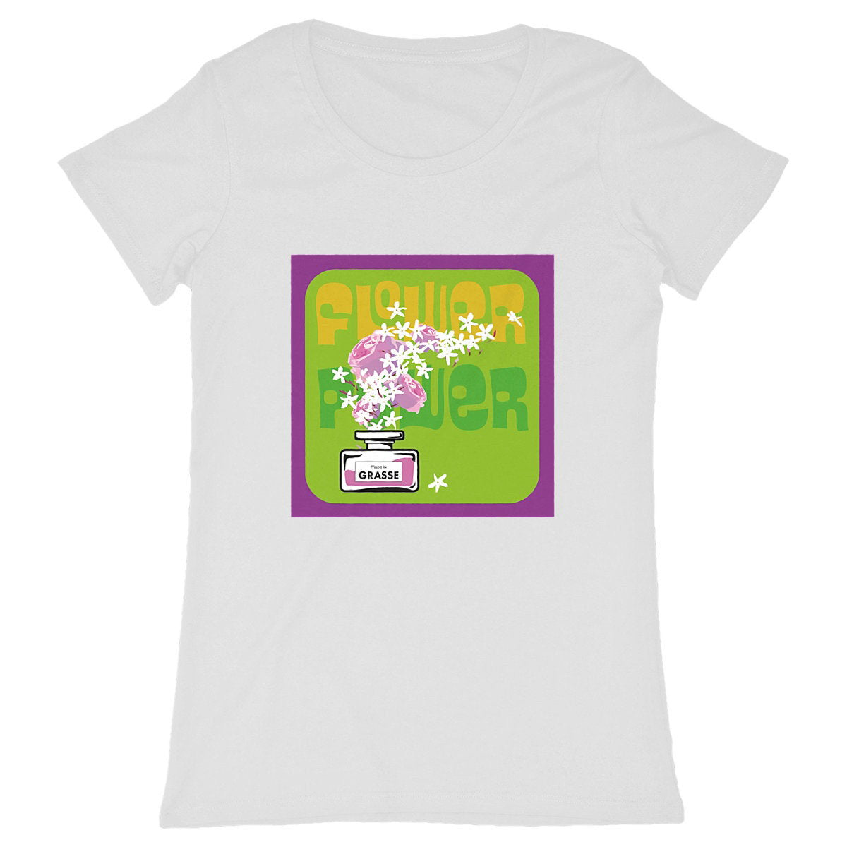 T-shirt Femme Classique Flower power mauve - face_blanc
