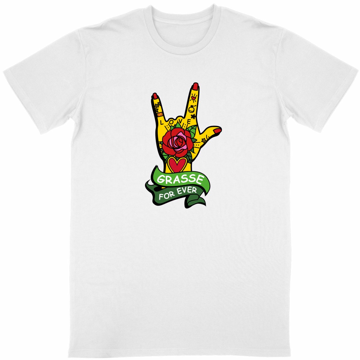 T-shirt Unisexe Classique Main Grasse for ever - face_blanc