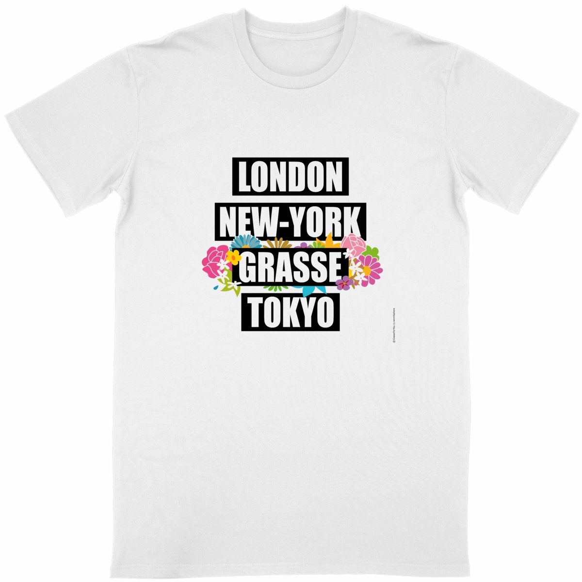 T-shirt Unisexe Classique London Grasse fleuri - face_blanc