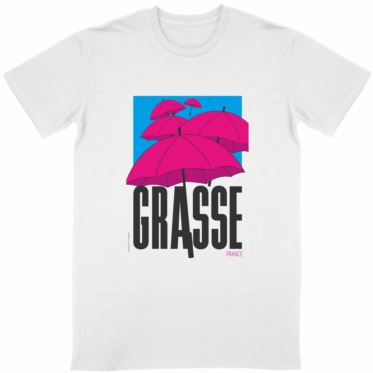 T-shirt Unisexe Classique Grasse Parapluies - face_blanc