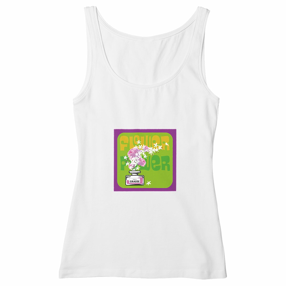 Débardeur Femme Cintré flower power purple - face_blanc