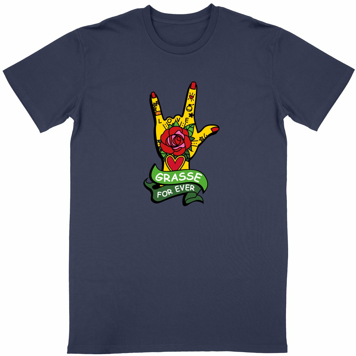 T-shirt Unisexe Classique Main Grasse for ever - face_bleumarine