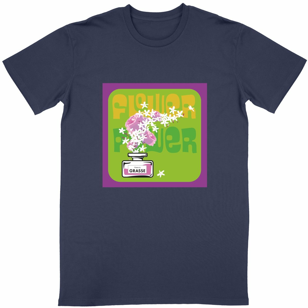 T-shirt Unisexe Classique Flower power mauve - face_bleumarine