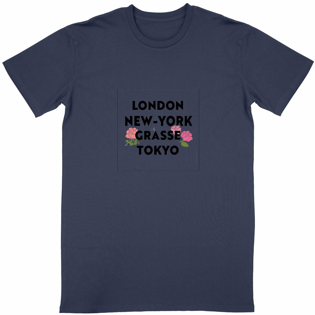 T-shirt Unisexe Classique London Grasse fleuri - face_bleumarine