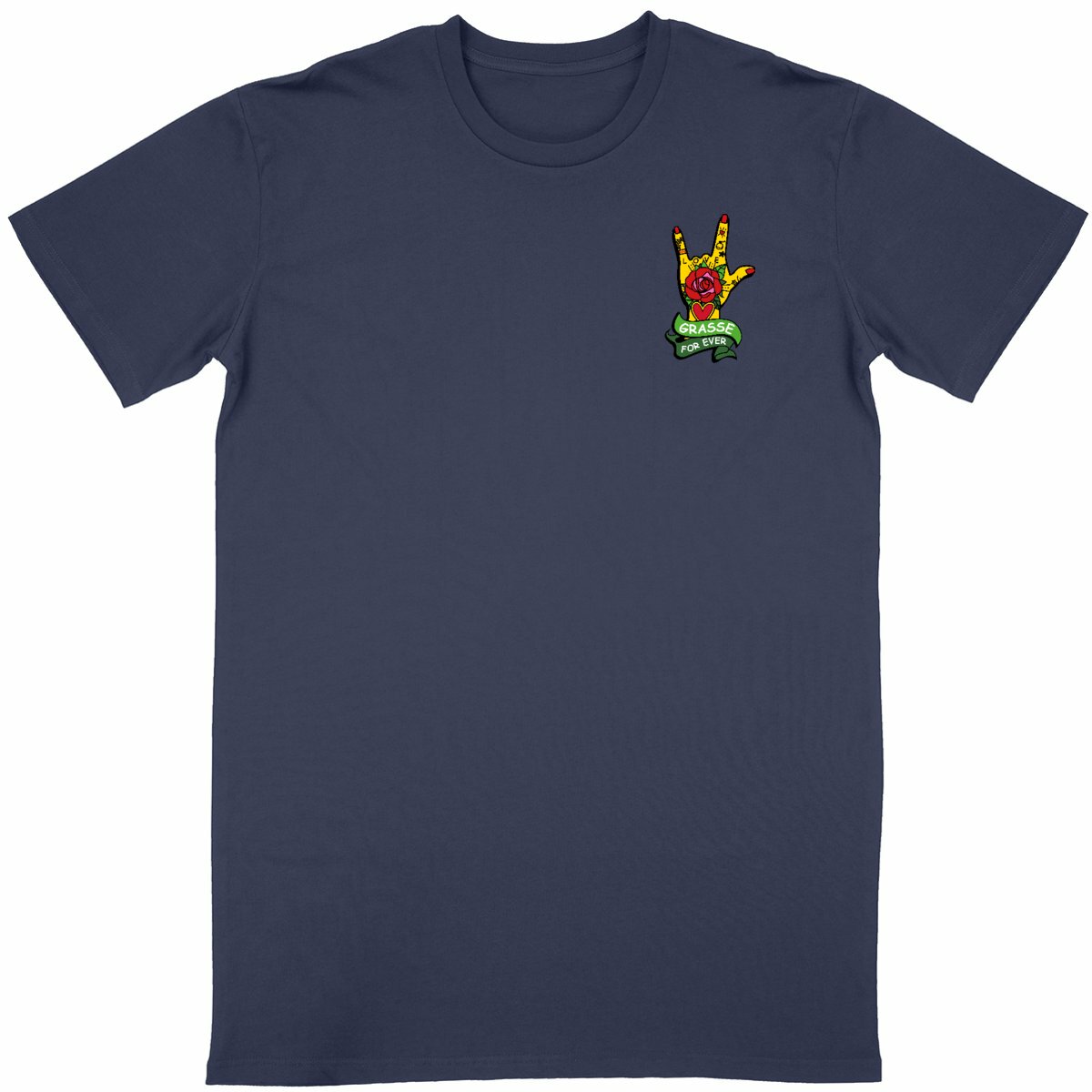 T-shirt Unisexe Classique Main Grasse for ever R/V - face_bleumarine