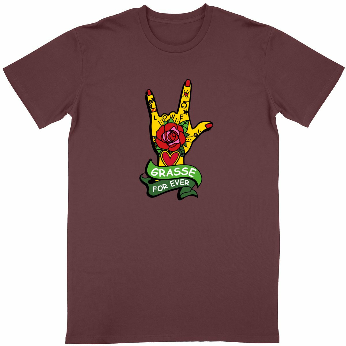 T-shirt Unisexe Classique Main Grasse for ever - face_bordeaux