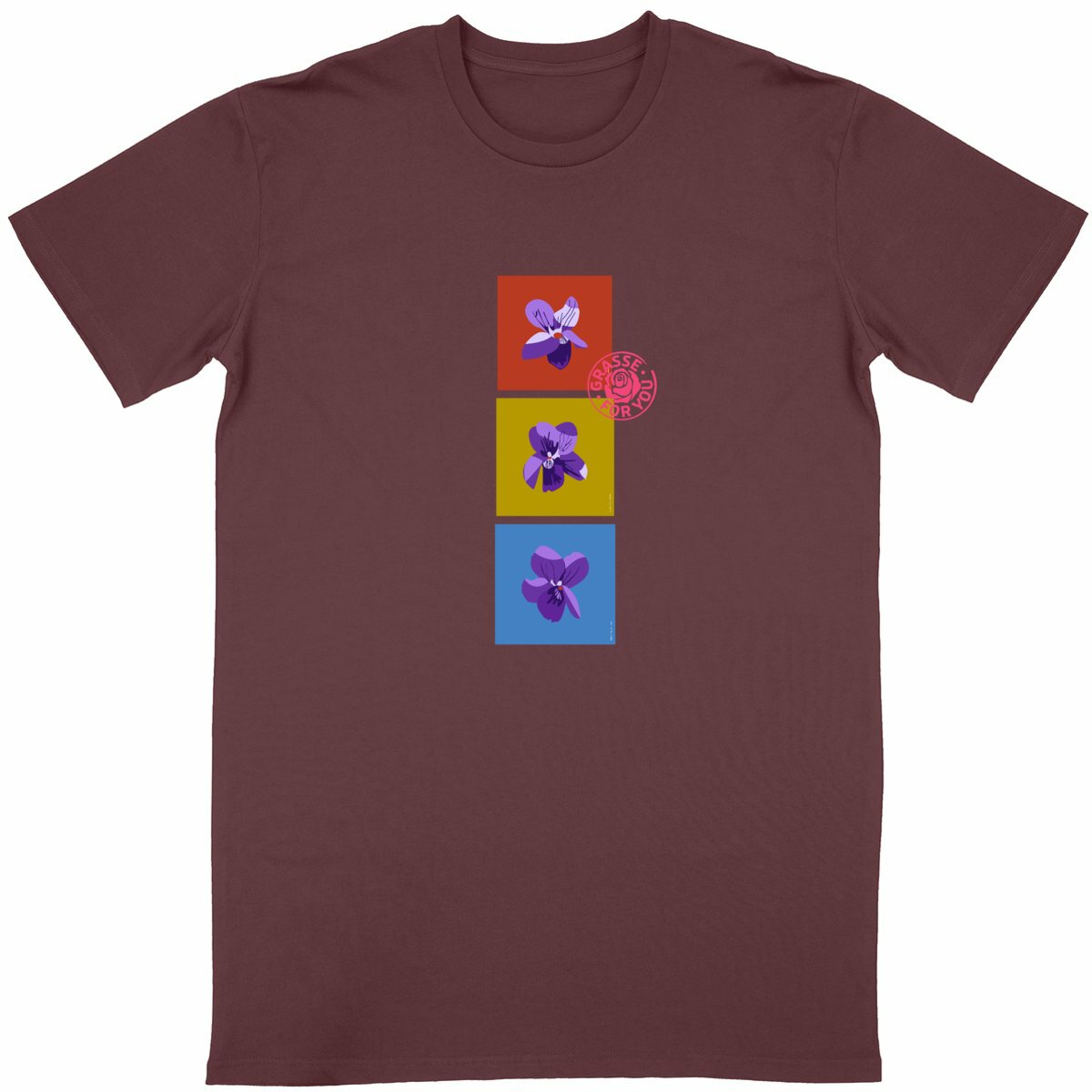 T-shirt Unisexe Classique les 3 violettes de Grasse - face_bordeaux