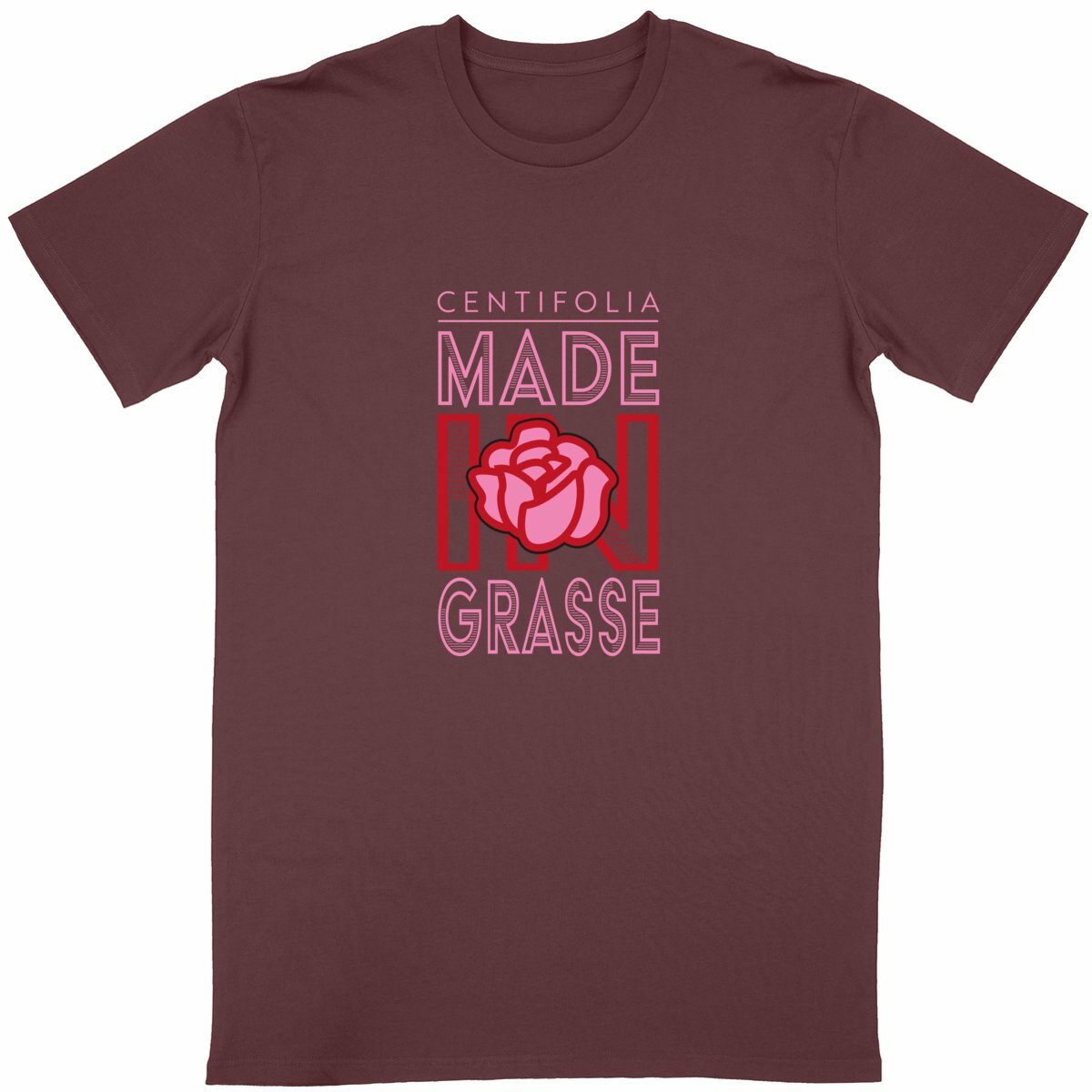 T-shirt Unisexe Classique Centifolia Made in Grasse - face_bordeaux