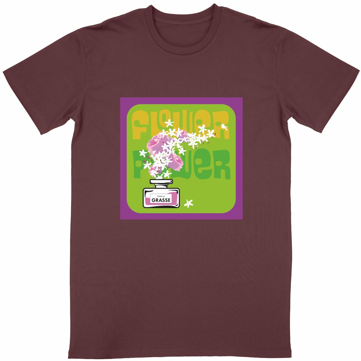 T-shirt Unisexe Classique Flower power mauve - face_bordeaux