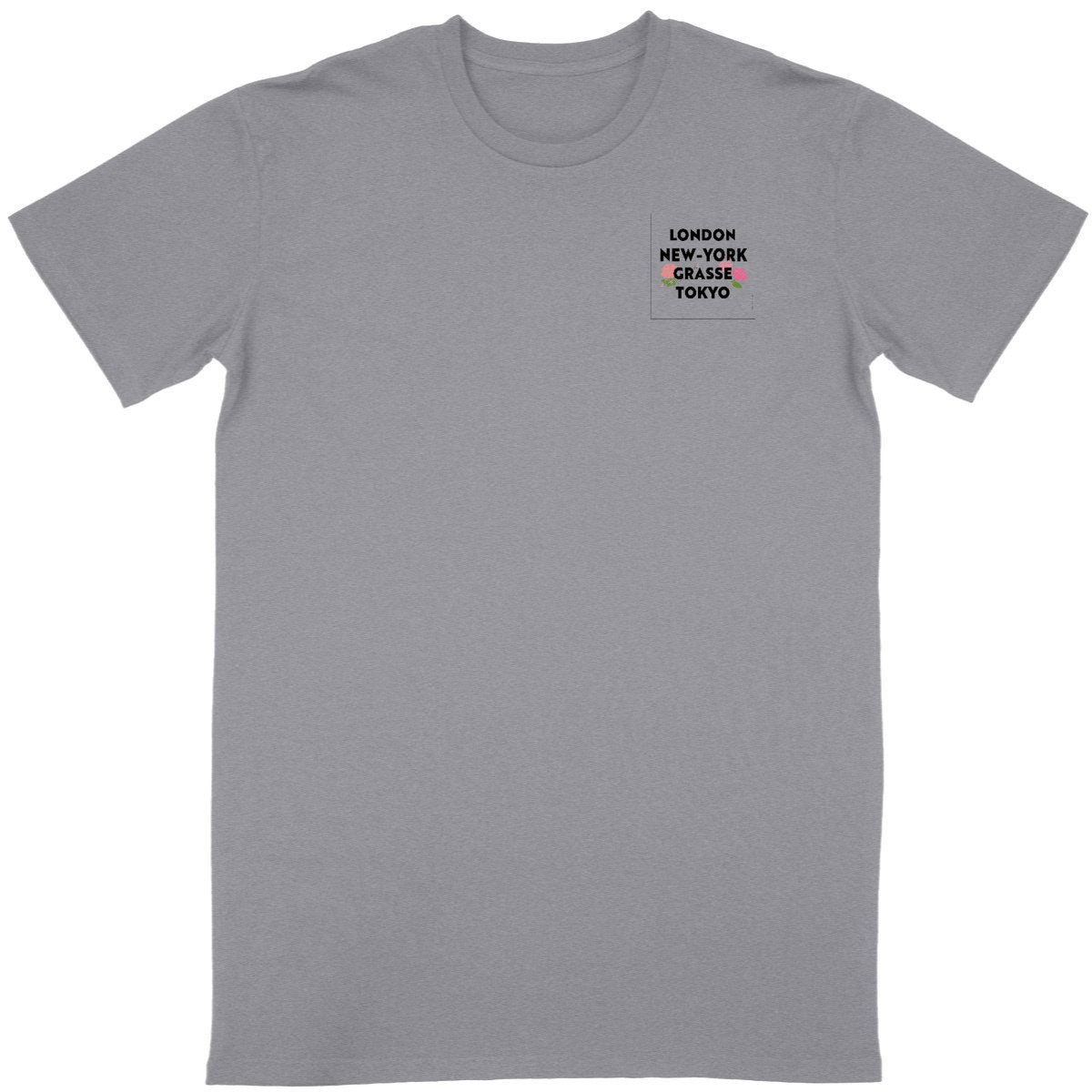 T-shirt Unisexe Classique London Grasse fleuri R/V - face_gris