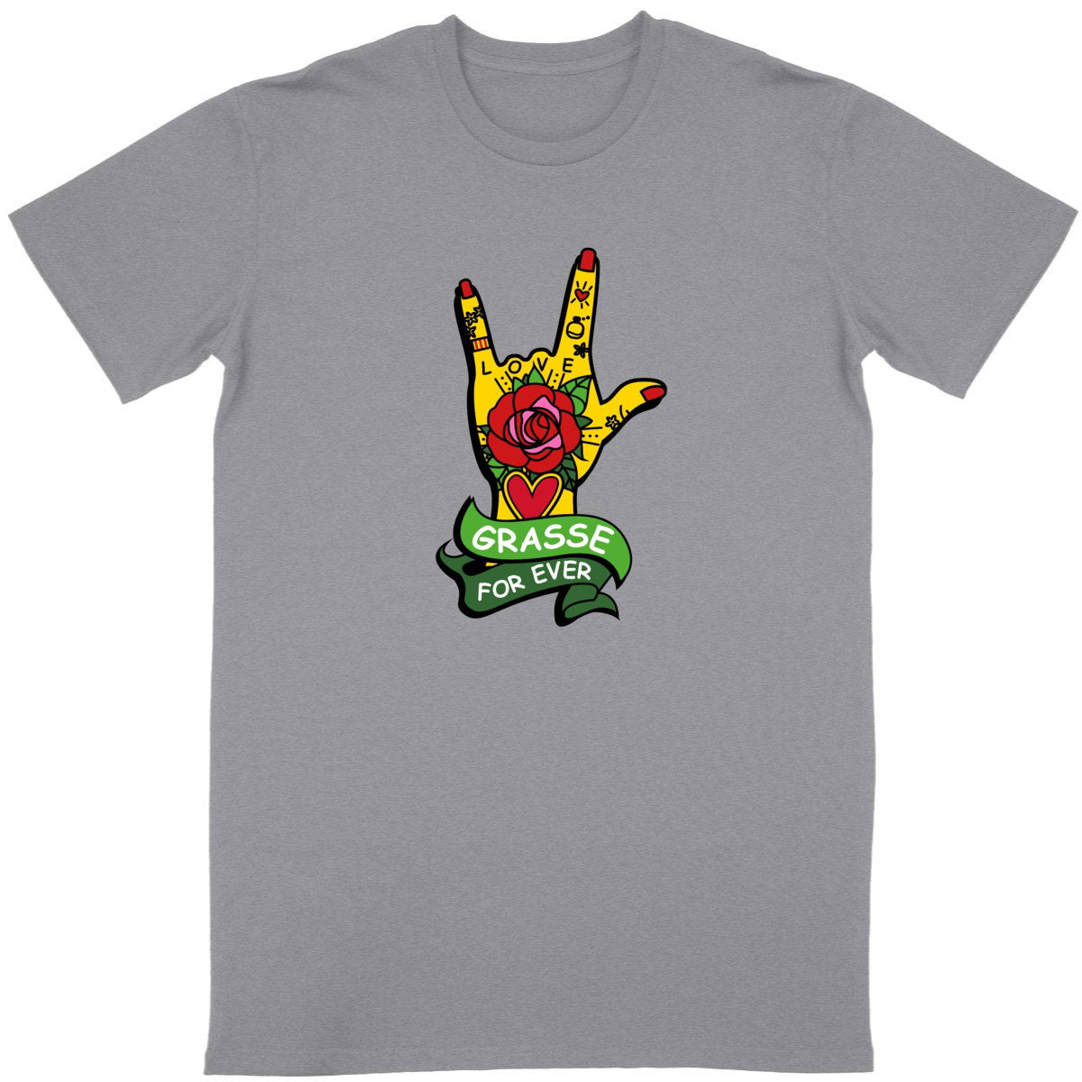 T-shirt Unisexe Classique Main Grasse for ever - face_gris