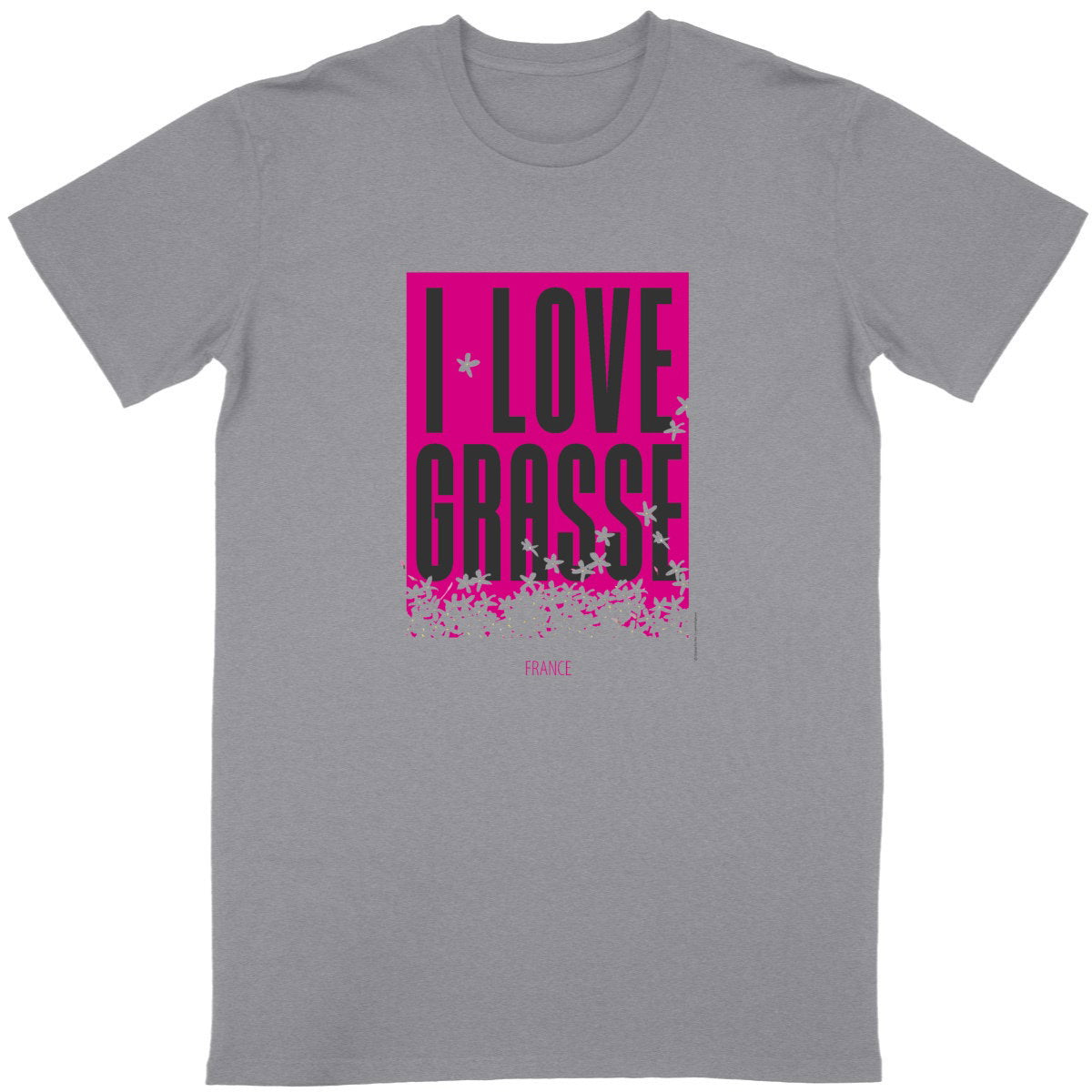 T-shirt Unisexe Classique I love Grasse - face_gris