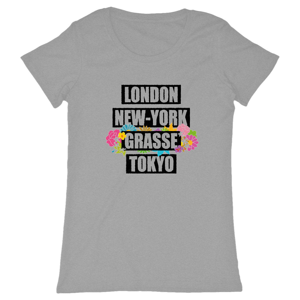 T-shirt Femme Classique London Grasse Fleuri 2 - face_gris