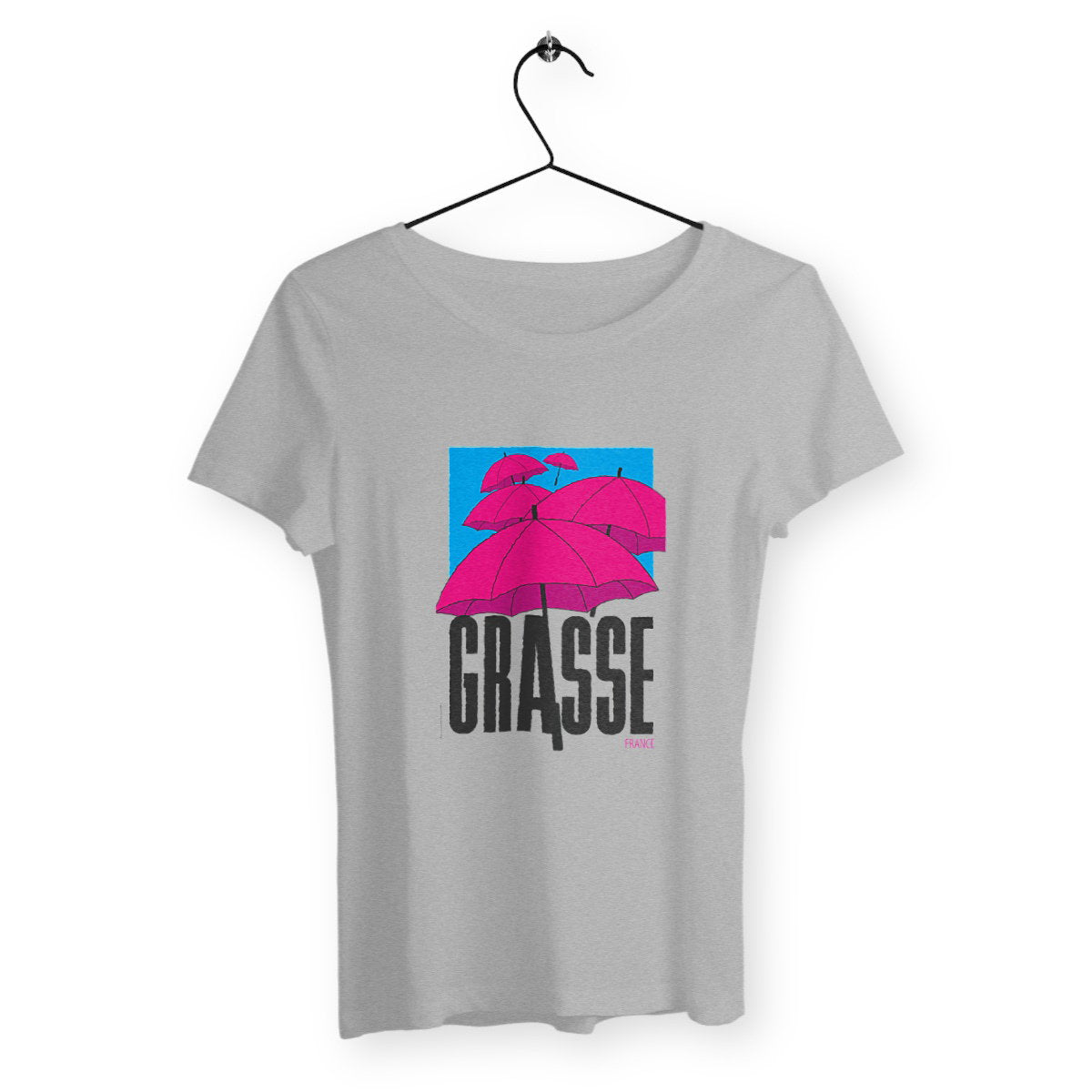 T-shirt Femme Classique Grasse Parapluies - face_gris