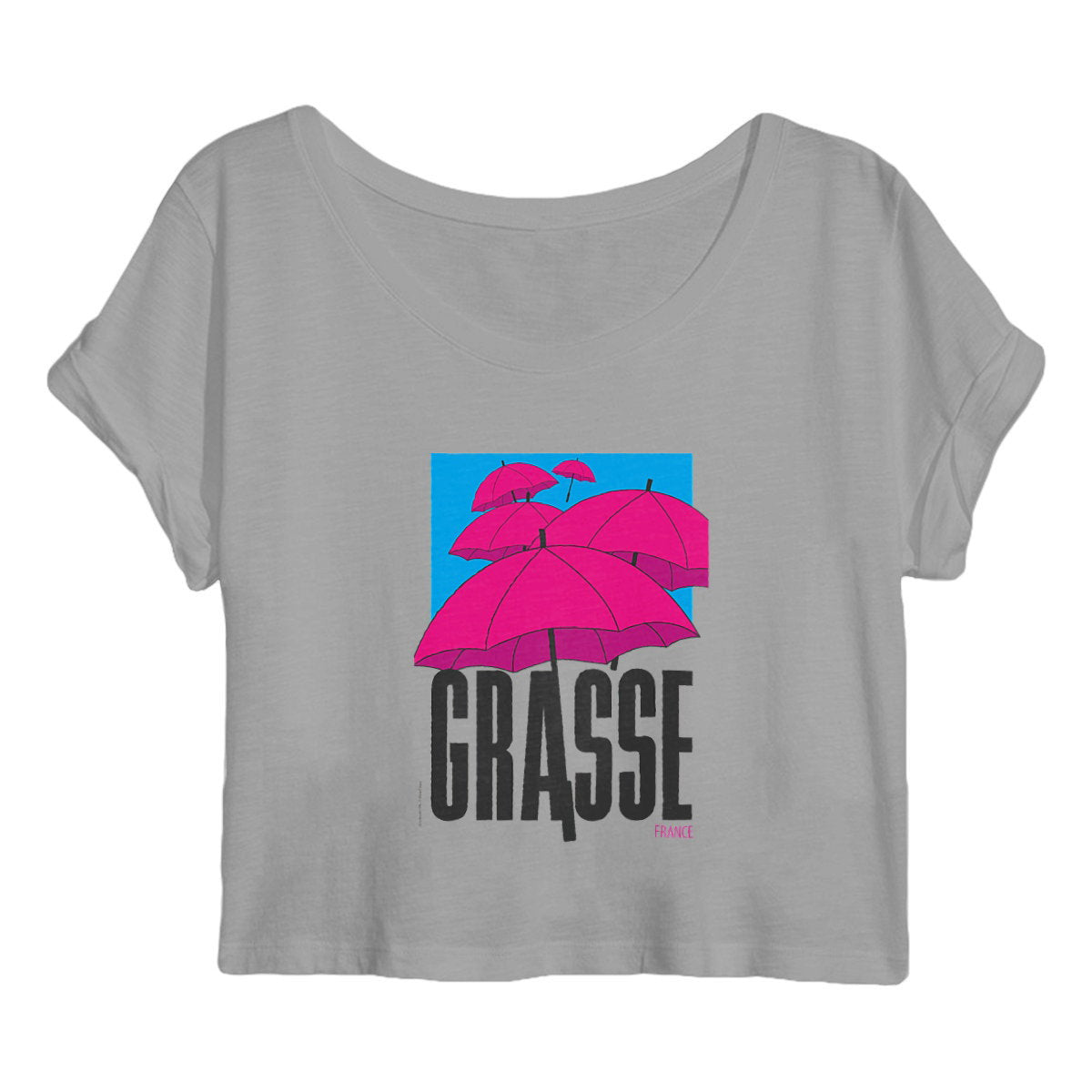 Crop top Femme Grasse Parapluies - face_gris